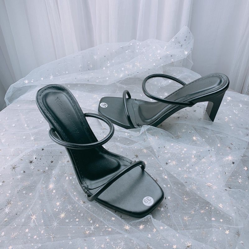 Mặc gì đẹp: Thời trang với Guốc sandal cao gót quai mảnh dáng hàn quốc cao 9cm - B42