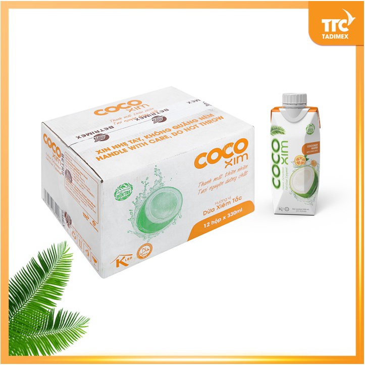 Nước dừa Cocoxim Tắc 330ml P12 - Thùng 12 hộp