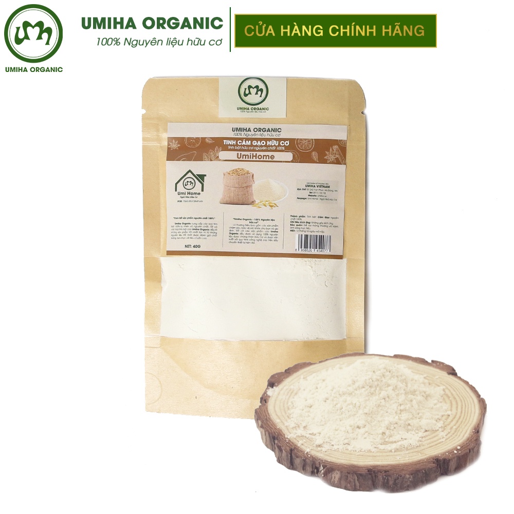 Bột Cám Gạo đắp mặt nạ hữu cơ UMIHOME nguyên chất | Rice Bran Flour 100% Organic 40G