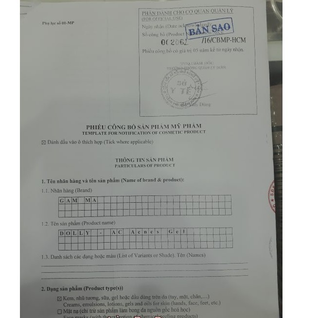 TUÝP 15GAM DOLLY AC ACNES_GEL  DOLY AC ACNES GEL