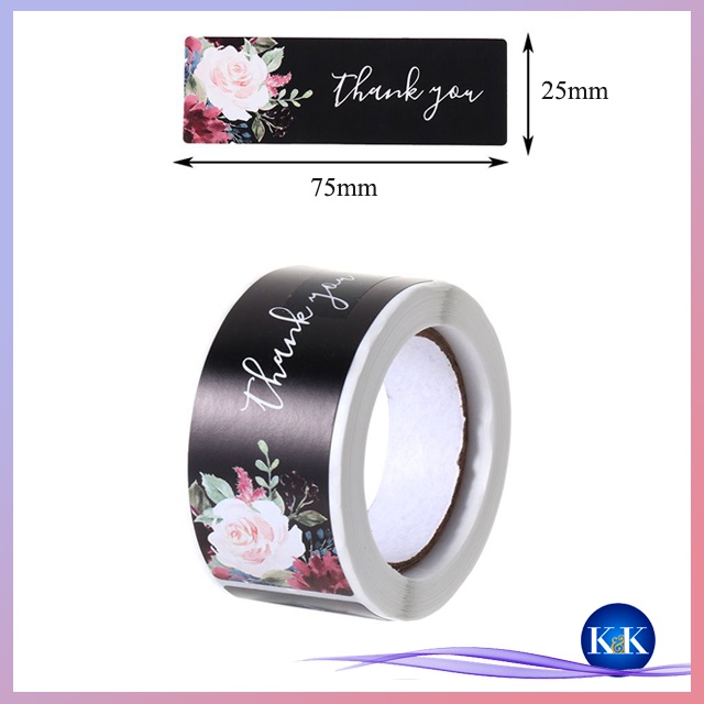 ❧K&K☙ Set 100 miếng dán in chữ Thank You 25x75 mm