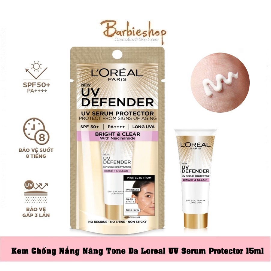 Kem Chống Nắng Dưỡng Trắng, Nâng Tone Da Loreal UV Defender Serum Protector SPF 50+/PA++++ 15ml