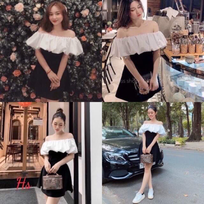 [Mã FAXANH1505 giảm 10K đơn 50K] Váy trễ vai phối phồng trắng HS59 | BigBuy360 - bigbuy360.vn