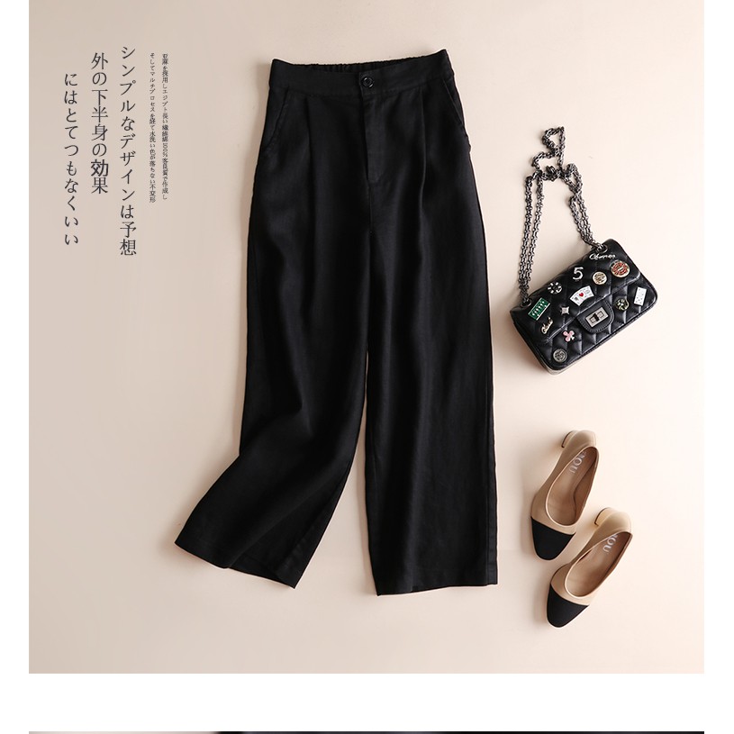 Quần đũi Nhật, ống rộng, dài - Quần culottes đũi dáng dài ống rộng siêu Hot dáng suông - cạp chun khoá thật siêu mát | BigBuy360 - bigbuy360.vn