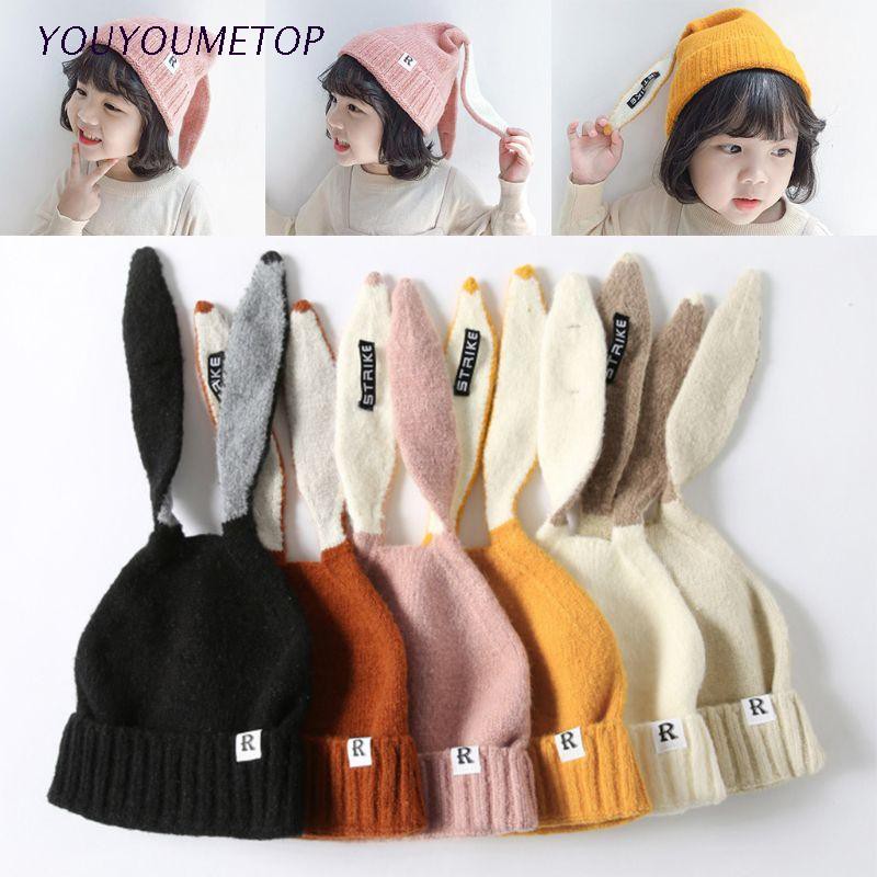 Mũ Beanie Dệt Kim Tai Thỏ Dễ Thương Thời Trang Mùa Thu 2019 Cho Bé