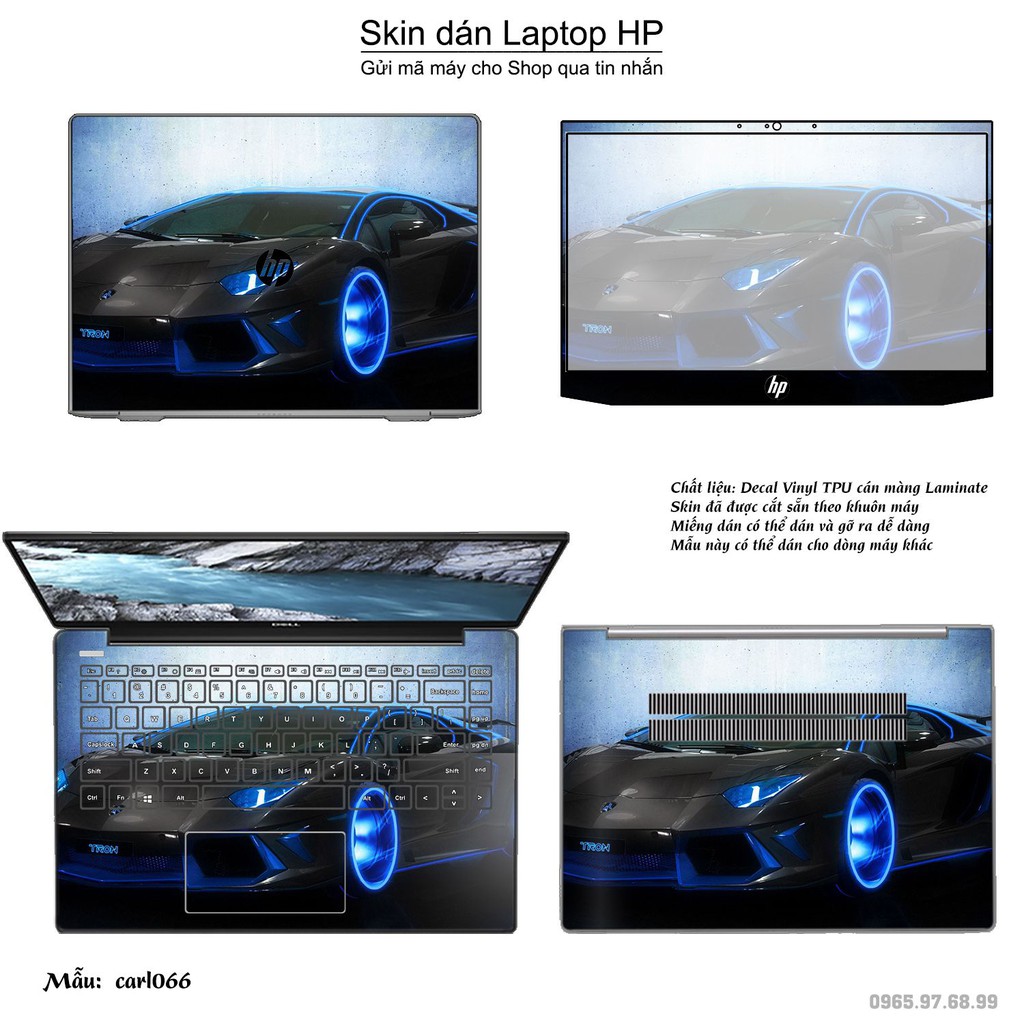 Skin dán Laptop HP in hình xe hơi nhiều mẫu 2 (inbox mã máy cho Shop)