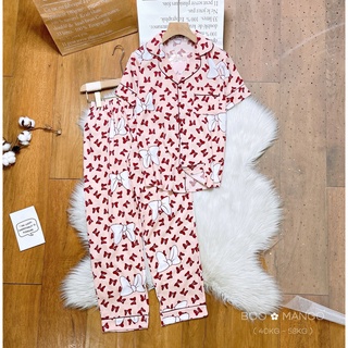 (ĐÙI + TNQD + TAY DÀI) ĐỒ BỘ LỤA MANGO BOO BOO MẪU NƠ (40-58KG)