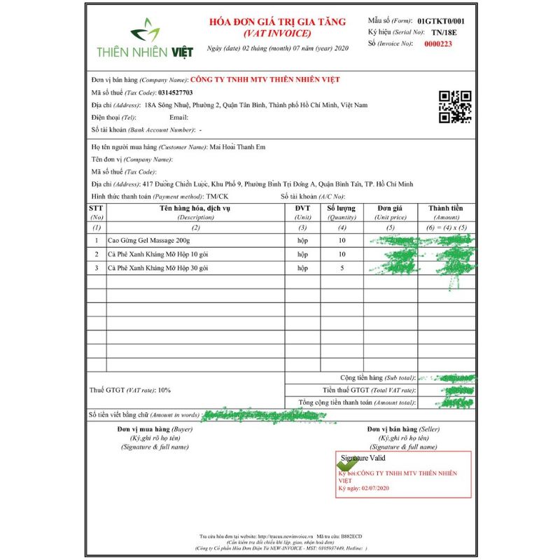 Cà phê Xanh - Cty Thiên Nhiên Việt- 30 gói