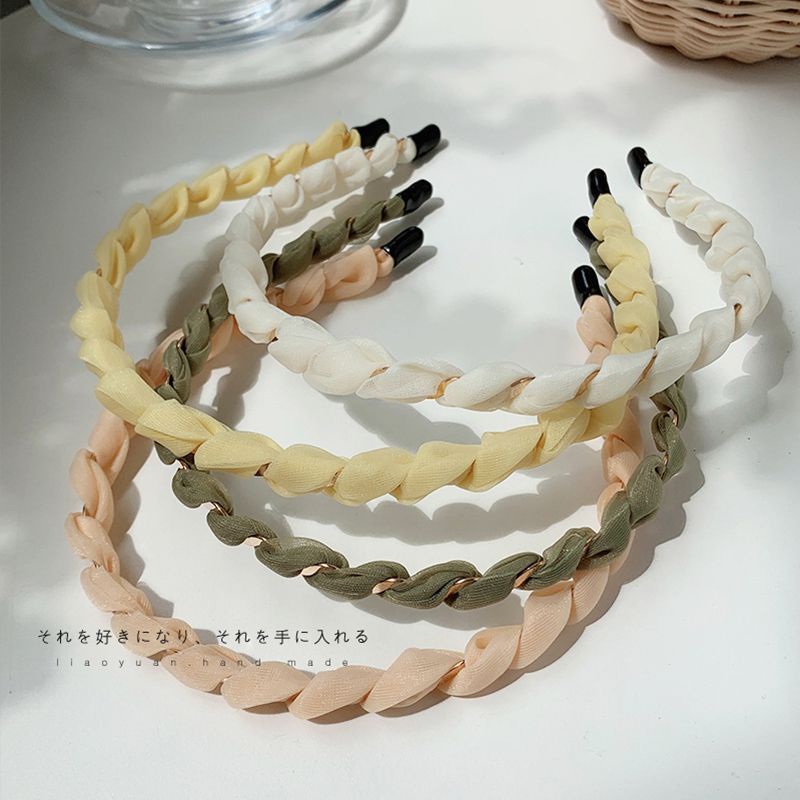 Băng Đô Cài Tóc Vải Lưới Mỏng Màu Sắc Ngọt Ngào Phong Cách Hàn Quốc