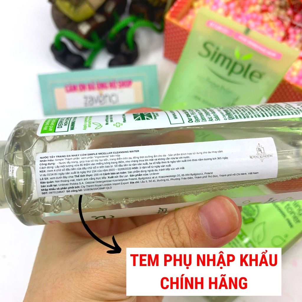 Combo Simple nước tẩy trang-sữa rửa mặt-nước hoa hồng cho da nhạy cảm - ZAVENCI Official