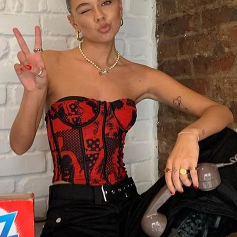 Brroa Áo Ống Lửng Không Dây Gợi Cảm Cho Nữ Họa Tiết Chân Dung Trừu Tượng Bandeau