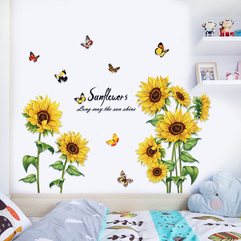 Decal Hoa hướng dương dán trang trí tường mẫu số 2 - AmyShop