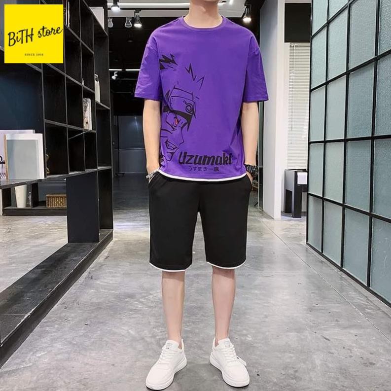 Bộ đồ thể thao nam mặc nhà, set đồ nam chất thun lạnh mặc mùa hè in Naruto Uzumaki nhiều màu | BigBuy360 - bigbuy360.vn