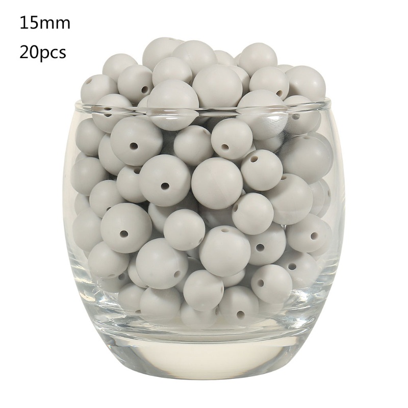 Bộ 20 Hạt Silicone 15mm Tự Làm Móc Khóa Cho Bé