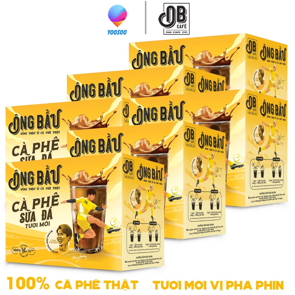 Combom 06 Hộp/ 60 Gói Cafe - Cà Phê Sữa Đá Tươi Mới Ông Bầu Hộp 240g – Thương hiệu NUTIFOOD – YOOSOO MALL