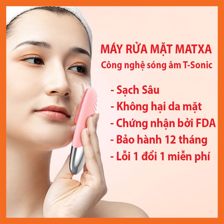 Máy rửa mặt massage mini silicon cầm tay cao cấp Ultral SONIC , Máy matxa rửa mặt