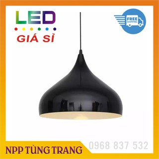 Đèn trang trí thả trần giọt nước vỏ đen đường kính 34cm