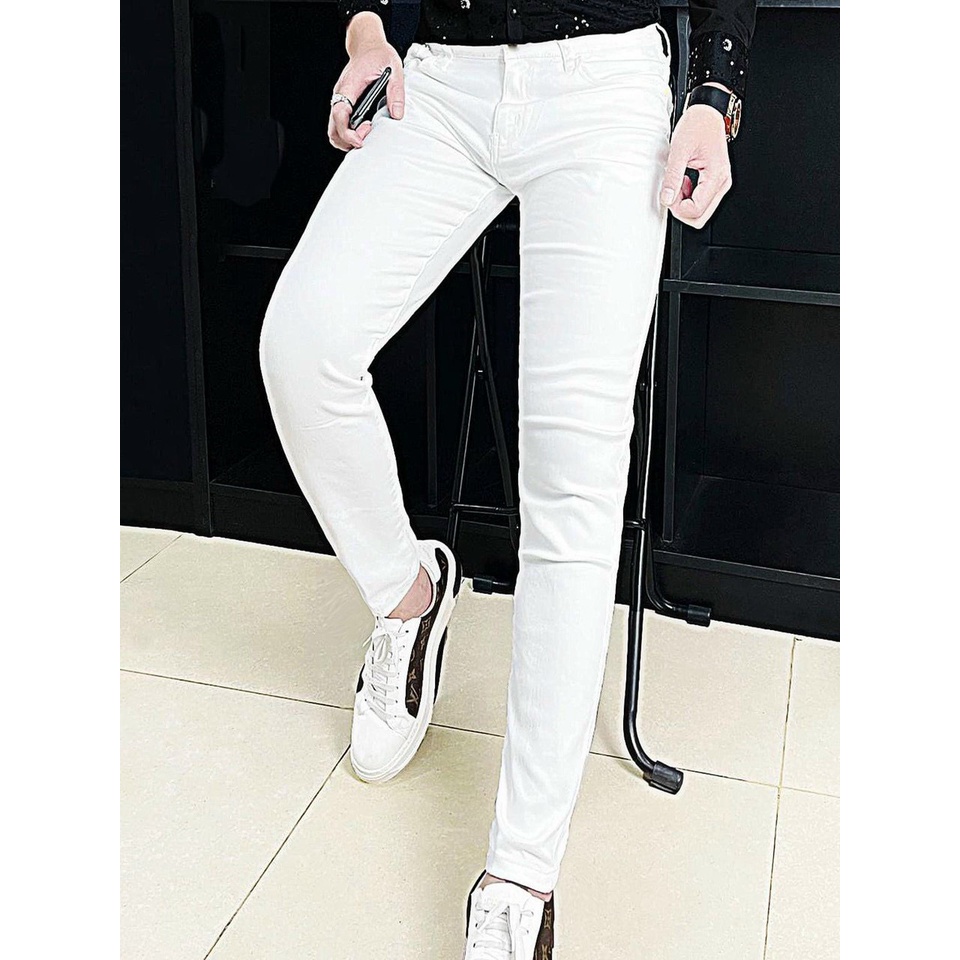 Quần jean nam màu trắng co giãn, quần bò nam màu trắng thời trang anhkhoi68_shop ms25