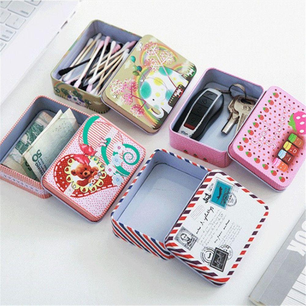 .Hộp Sắt Đựng Đồ Để Bàn Họa Tiết Hoạt Hình Phong Cách Retro