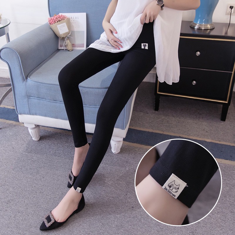 Quần bầu legging CẠP CHÉO MÈO đẹp co giãn thoải mái, tiện lợi an toàn cho Mẹ bầu QB8888