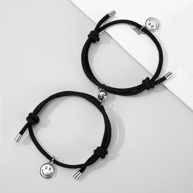 1Pair Couple Smile Face Attract Braided Bracelet/Friendship Rope Chinese Idioms Wrist Chain Jewelry Staunch Lover/Adjustable Braid Rope Bracelet