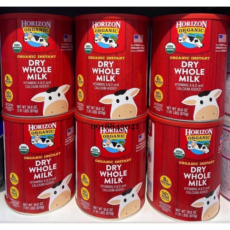 [Date 2023] Sữa Horizon Organic Dry Whole Milk - Sữa tươi dạng bột hữu cơ Organic Horizon 870gr Mỹ