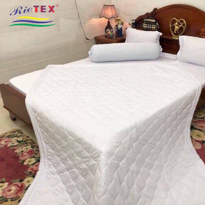 Mền chằn bông cotton trắng sọc Riotex T300