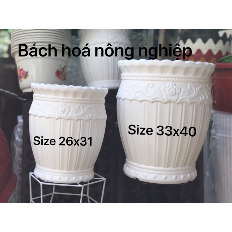 Chậu nhựa lu sọc in nổi size 26x31
