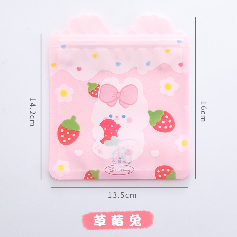 Túi zip hoạt hình decor bàn học, đựng scunchies, đựng kẹp tóc, đựng sticker, đựng bánh kẹo