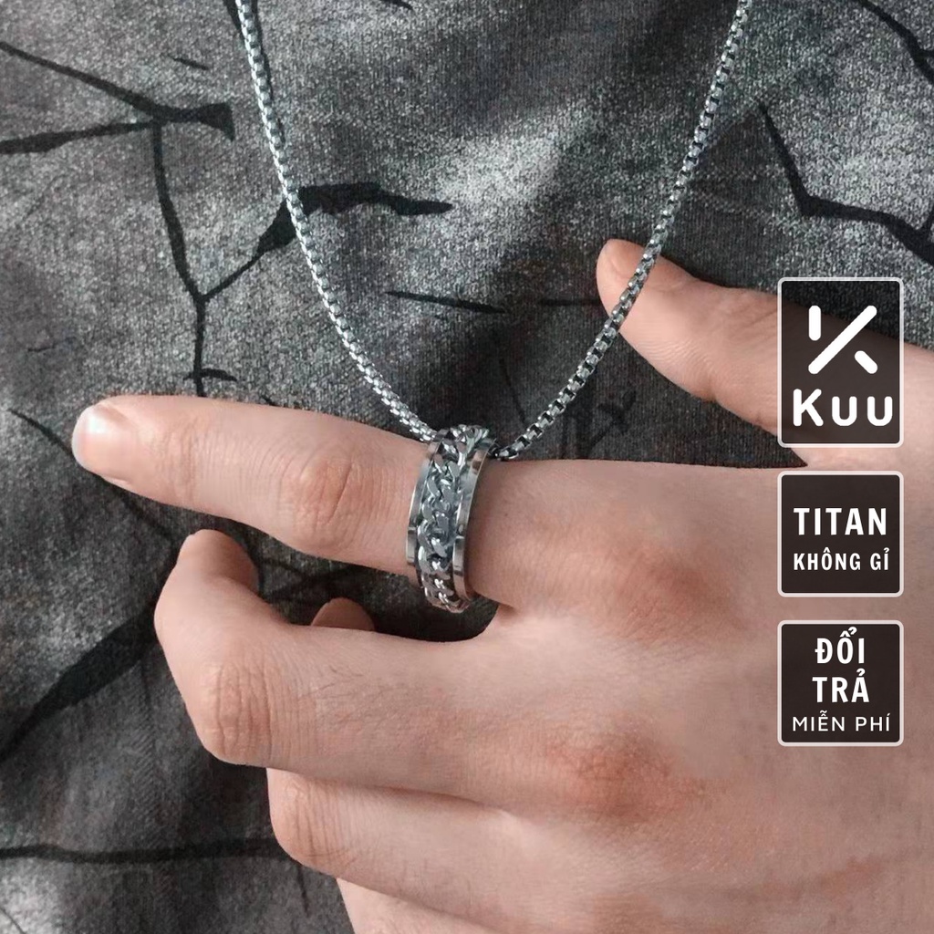 Dây Chuyền Vòng Cổ Cho Nam Nữ Kuu Studio Màu Bạc Unisex Đơn Giản Ngầu Đẹp Chất Liệu Titan Không Gỉ - Vòng cổ TIN