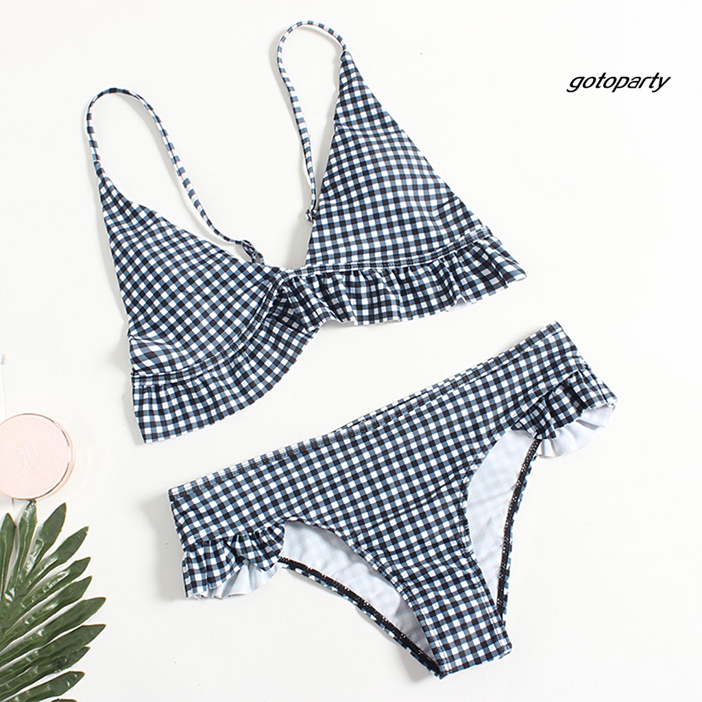 Bộ Bikini Hai Mảnh Họa Tiết Sọc Caro Có Độn Gợi Cảm Cho Nữ | WebRaoVat - webraovat.net.vn