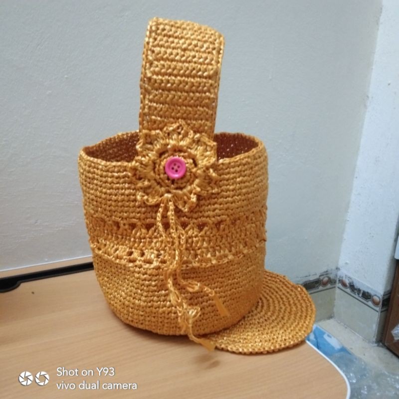 Túi xách tay đan móc bằng sợi nilong(handmade)