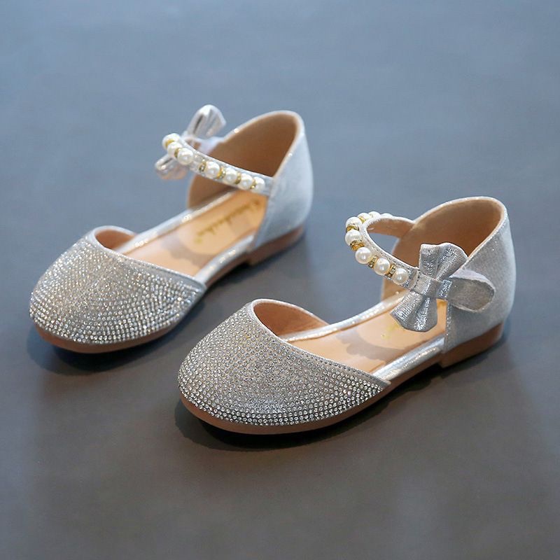 Giày búp bê cho bé gái đính hạt và nơ phong cách công chúa từ 1-10tuổi