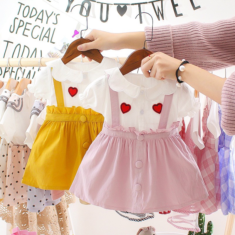Váy yếm bé gái dáng xòe cộc tay cotton mềm mát VX11 - BÉ NHÀ THỊ
