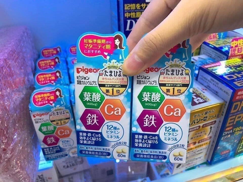 VIÊN UỐNG BẤU VITAMIN CANXI PIGEON NHẬT BẢN 60 VIÊN