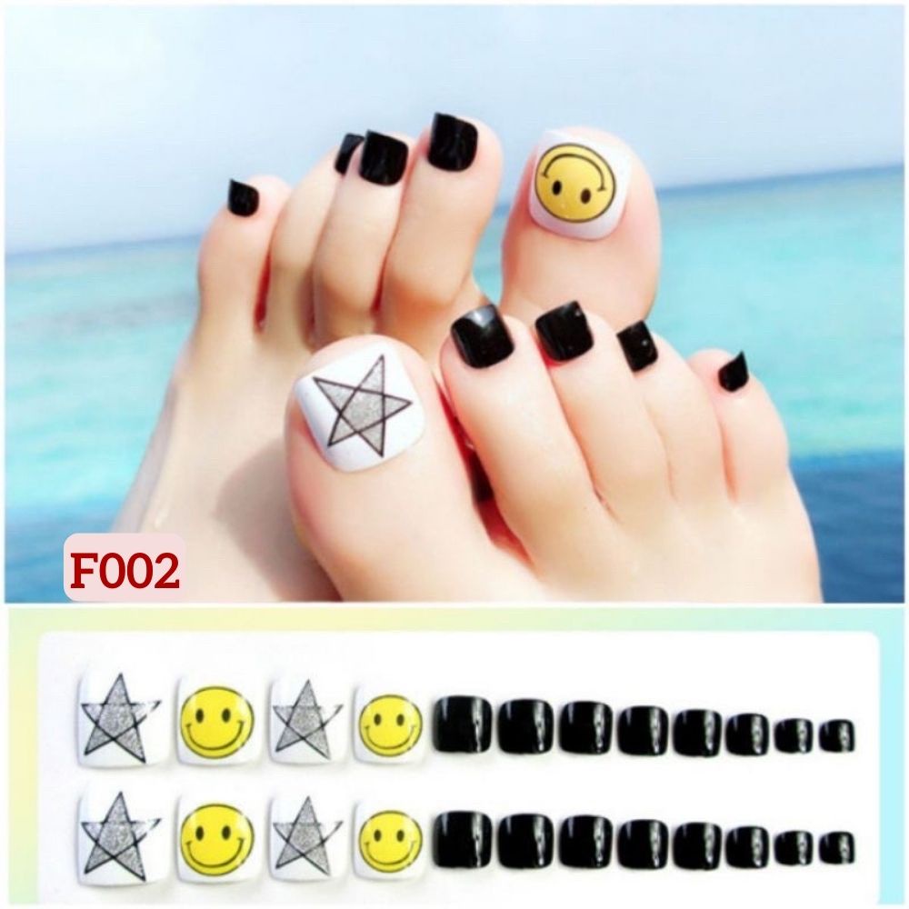 Set 24 Móng Chân Giả Nails Nghệ Thuật Kèm Keo Nội Địa Trung