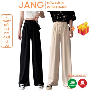 Quần ống xuông ống rộng trendy cạp chun có dây buộc