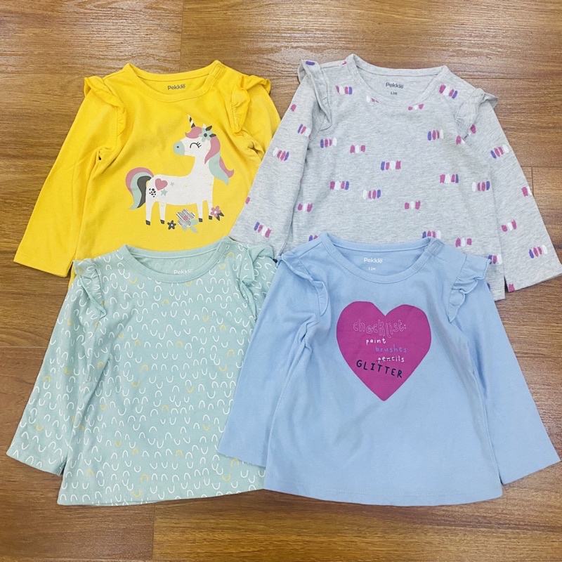𝐒𝐡𝐨𝐩 𝐌𝐞̣ 𝐁𝐨𝐛 𝟖𝟔 - [BẢNG MÀU 1] Áo cotton dài tay bé gái xuất xịn, Áo Pekkle dư xịn cho bé gái xinh ngất ngây (12m-4y)