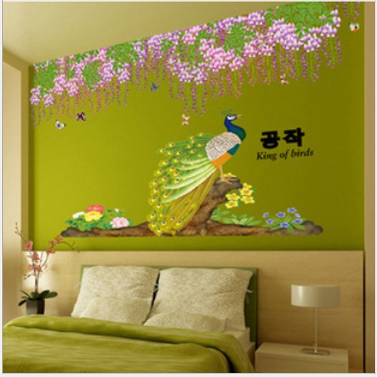 Decal trang trí chim Công quyến rũ mẫu mới