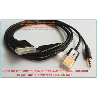 Cáp chuyển ipad/ipod/iphone 3/3s/3gs/4/4s tích hợp cổng aux 3.5mm + usb 2.0