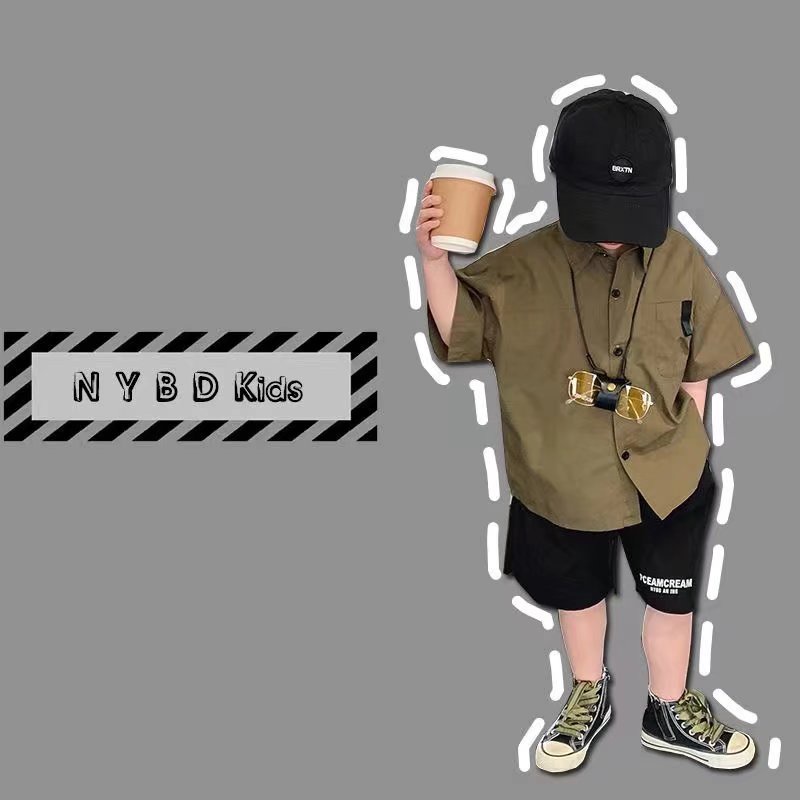 Áo sơ mi BXPB tay ngắn thời trang mùa hè cho bé trai 5-15 tuổi