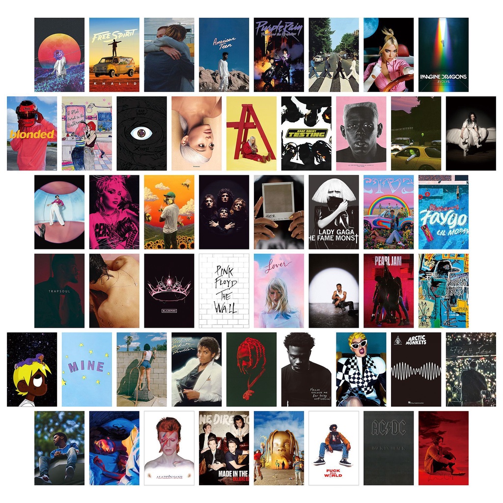 Bộ 50 Tấm Poster Treo Tường Trang Trí Phong Cách Retro 50s