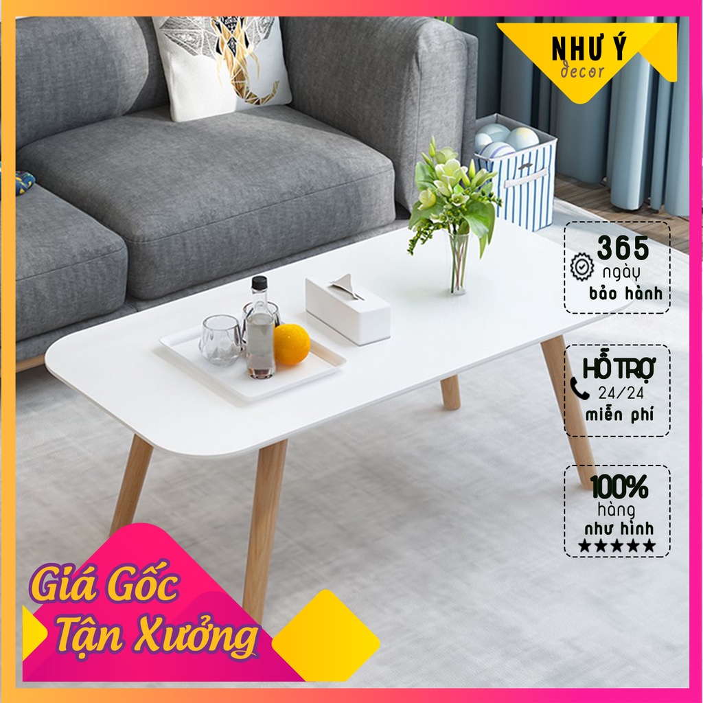 Bàn Trà sofa ⚡FREE SHIP HỎA TỐC⚡ mặt bàn bo góc mềm mại an toàn - Bàn Chân Gỗ Sồi phong cách hiện đại