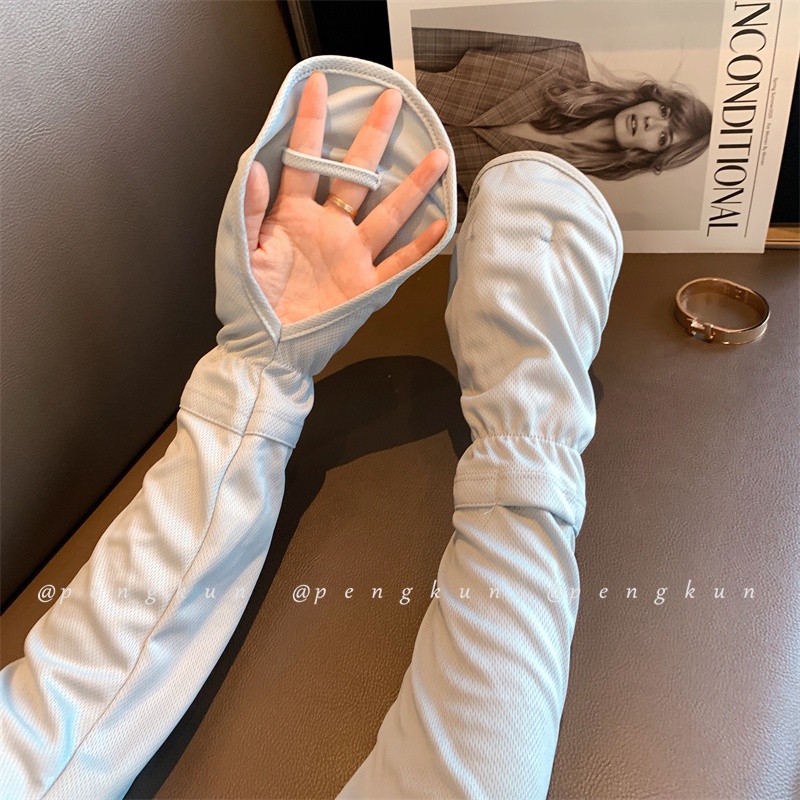 Găng Tay Chống Nắng/ Tia Cực Tím Bằng Lụa Lạnh Thoáng Khí UPF50+ Thời Trang Mùa Hè Cho Nam Và Nữ