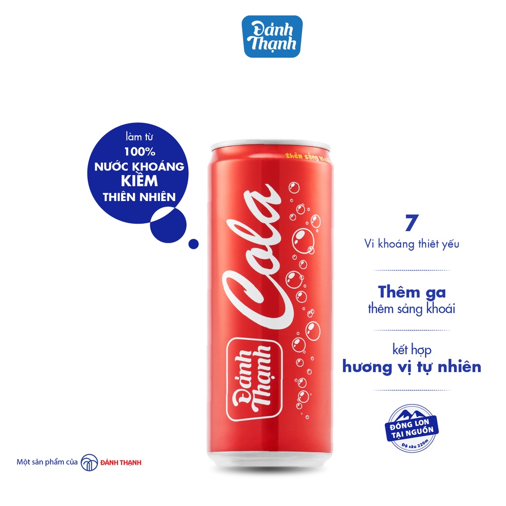 Lốc 6 lon Đảnh Thạnh Có Ga Khoáng Cola 330ml