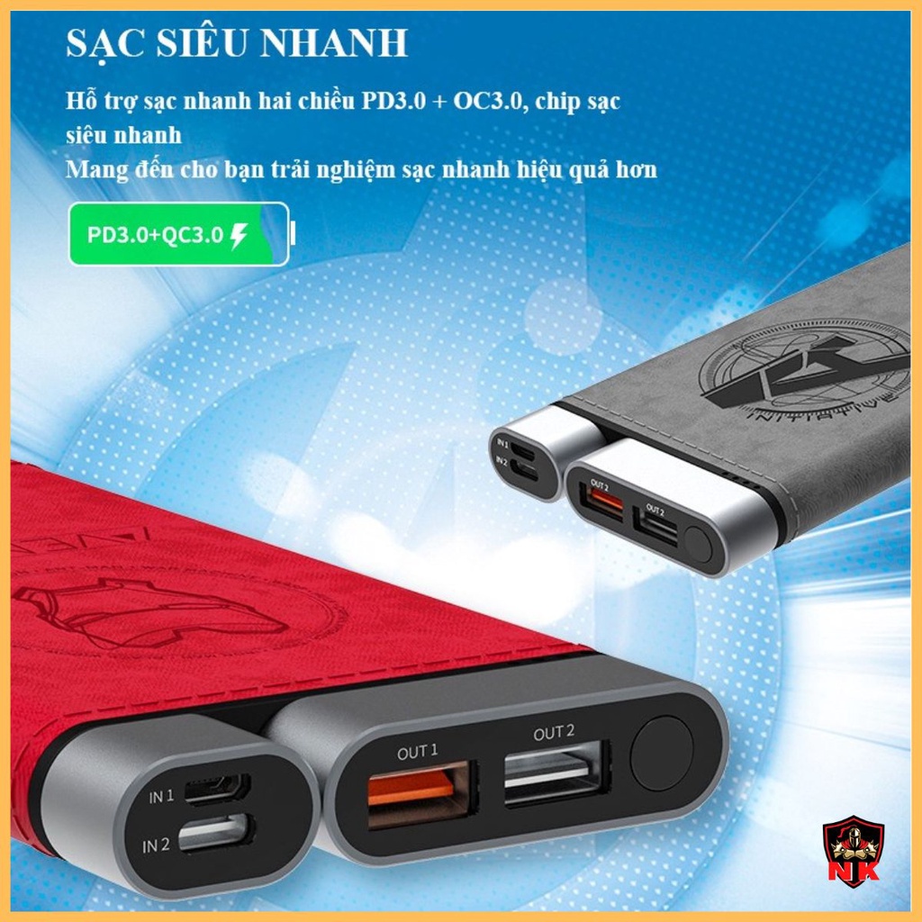 Sạc dự phòng 10000mAh Iron Man MARVEL , pin dự phòng sạc siêu nhanh