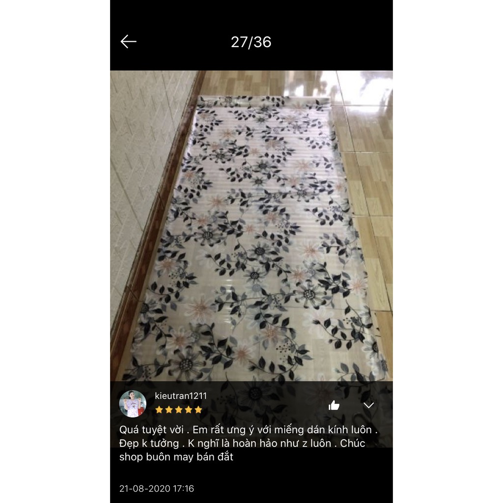 Giấy dán kính mờ khổ 90cm dài đặt theo số lượng x1m mã 9913 hình hoa to