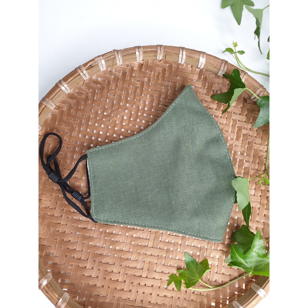 Khẩu trang thêu tay vải linen hình hoa  JL135