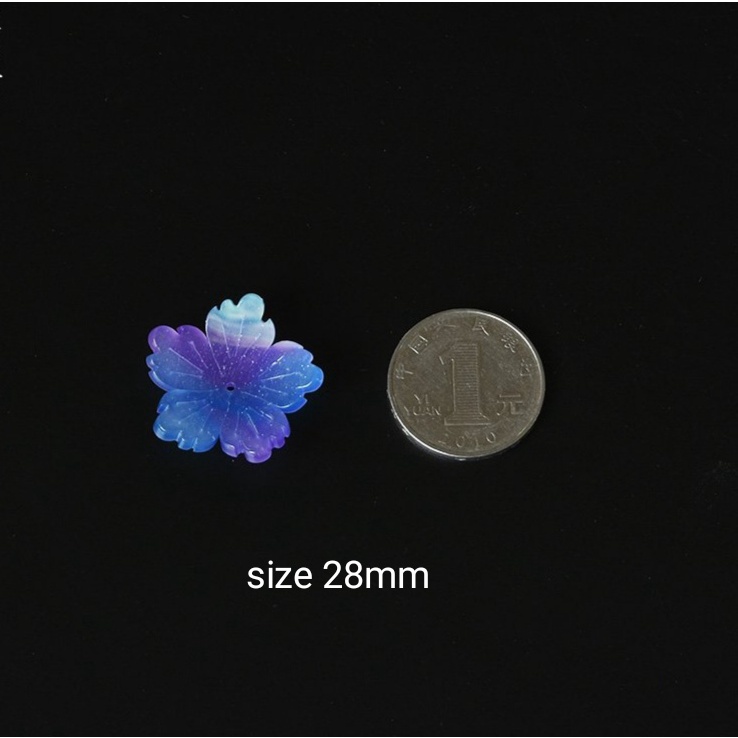 1 Phiến hoa đúc Resin nhại xà cừ hình Hoa Mẫu Đơn lớn - Phụ kiện nguyên liệu làmtrang sức cổ trang