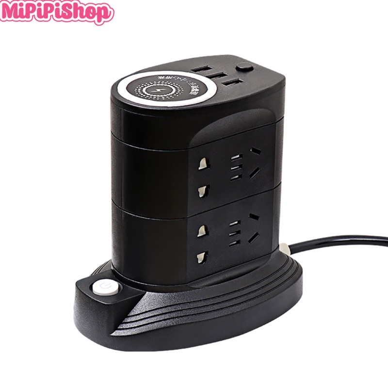 Ổ Điện Đa Năng Thông Minh Chống Giật Cháy Nổ Kiêm Sạc Pin Không Dây Có Dây Cho Điện Thoại Máy Tính Bảng Cao Cấp